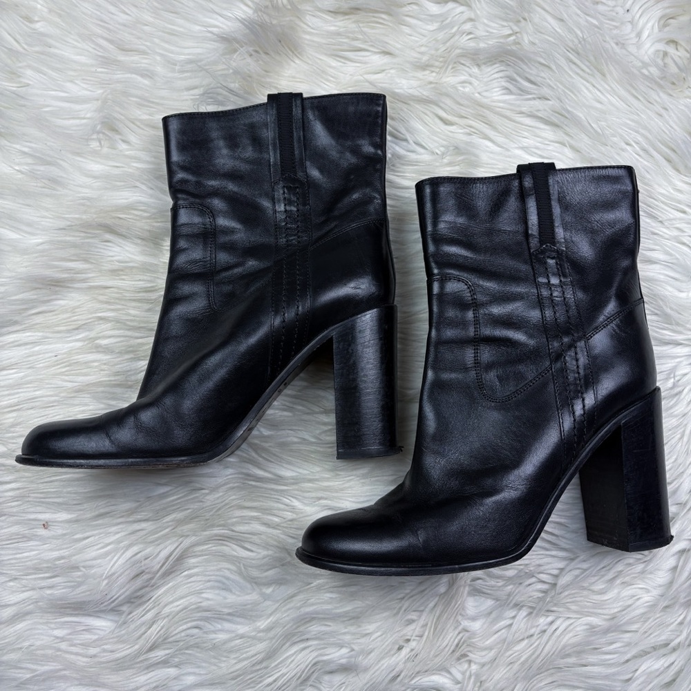 Kate Spade Baise Leather Pull On Heeled Calf Ankle Boot Bootie Smooth Size 10 - Picture 4 of 10